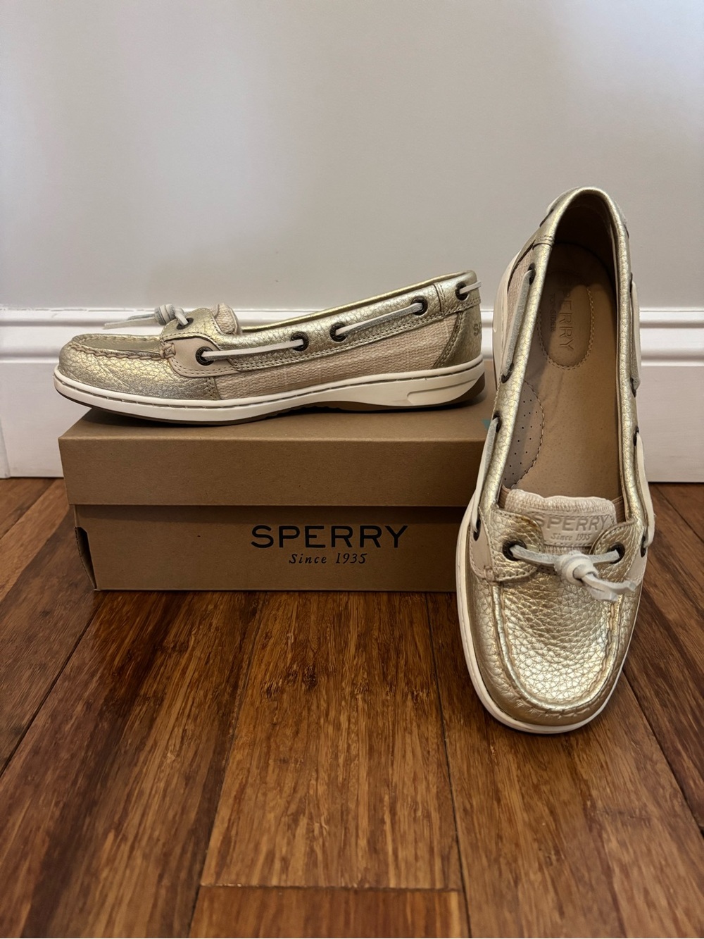 Sperry Women's Metallic Gold Leather Boat Shoes